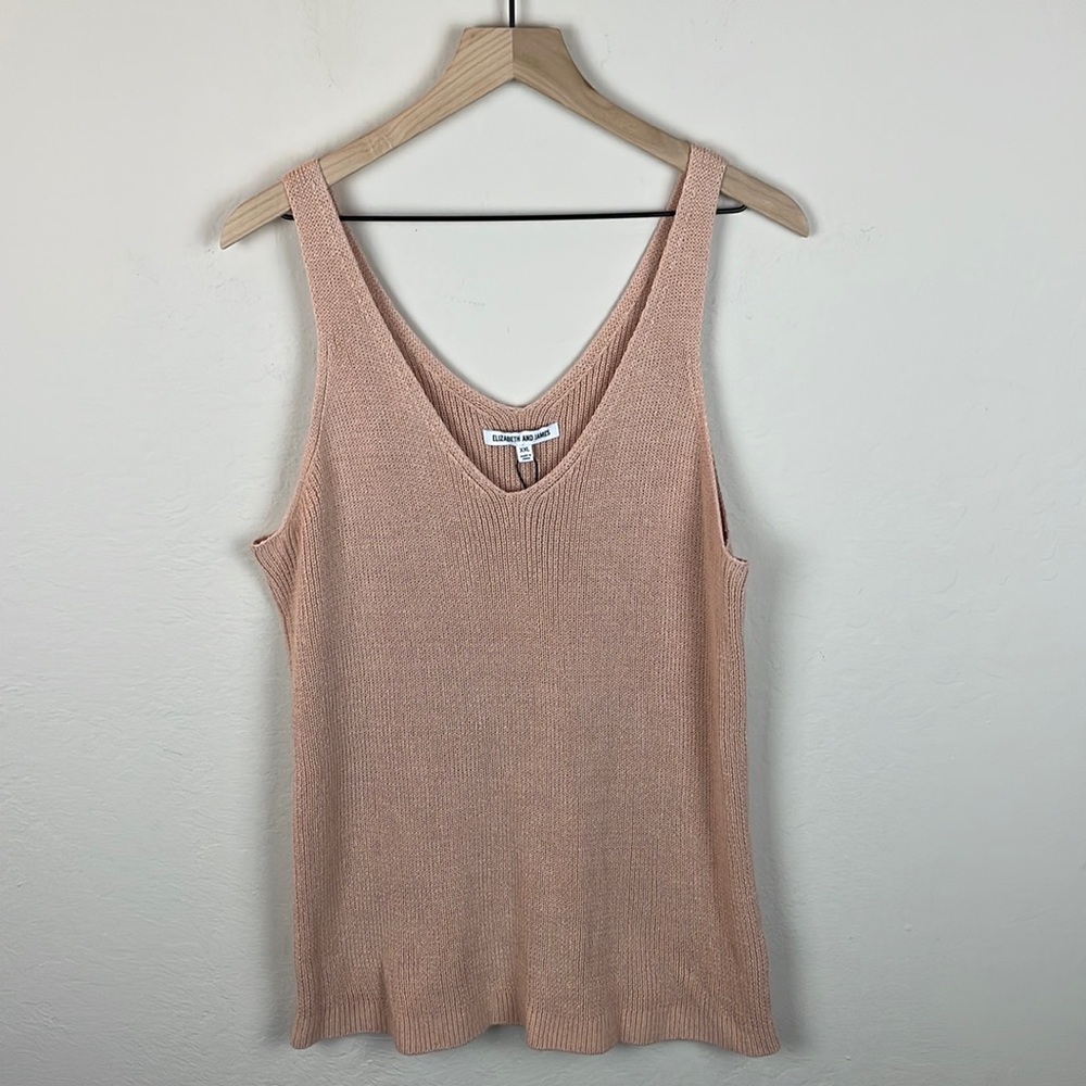Elizabeth and James Pink Ribbed Knit Tank V-Neck XXL